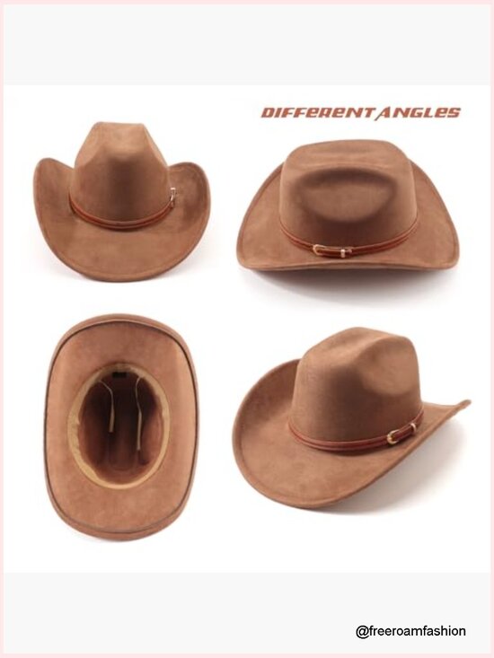 Wide Brim Cowboy Hat with Belt Buckle Unisex main image 5